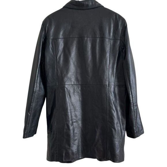 Vintage Nicole Miller Leather Long Line Jacket XL Black Grunge Mob Wife goth - Picture 3 of 13